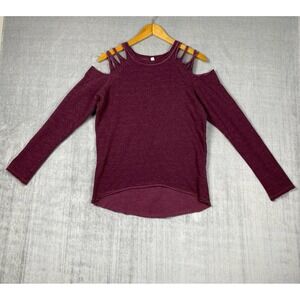 Elan Womens Pullover Medium Distressed Thrashed Plum Made in USA Skater Grunge